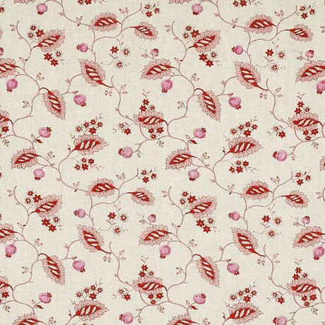 Schumacher Maryam Vine Pink & Red Fabric - Eade's Wallpaper