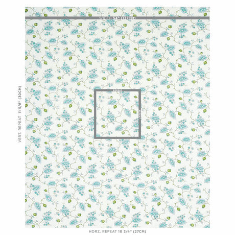 Schumacher Maryam Vine Peacock Fabric - Eade's Wallpaper