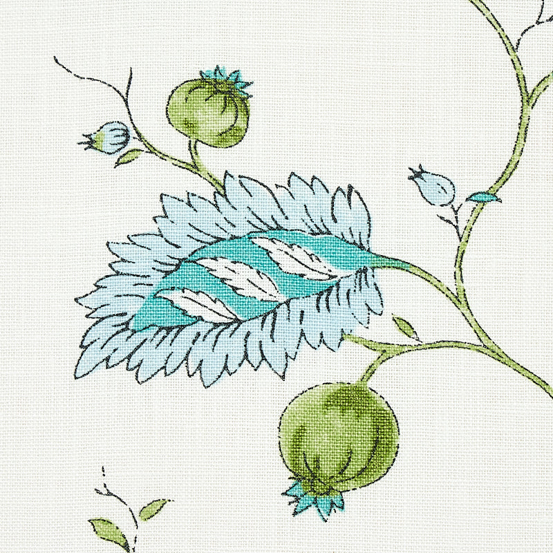 Schumacher Maryam Vine Peacock Fabric - Eade's Wallpaper