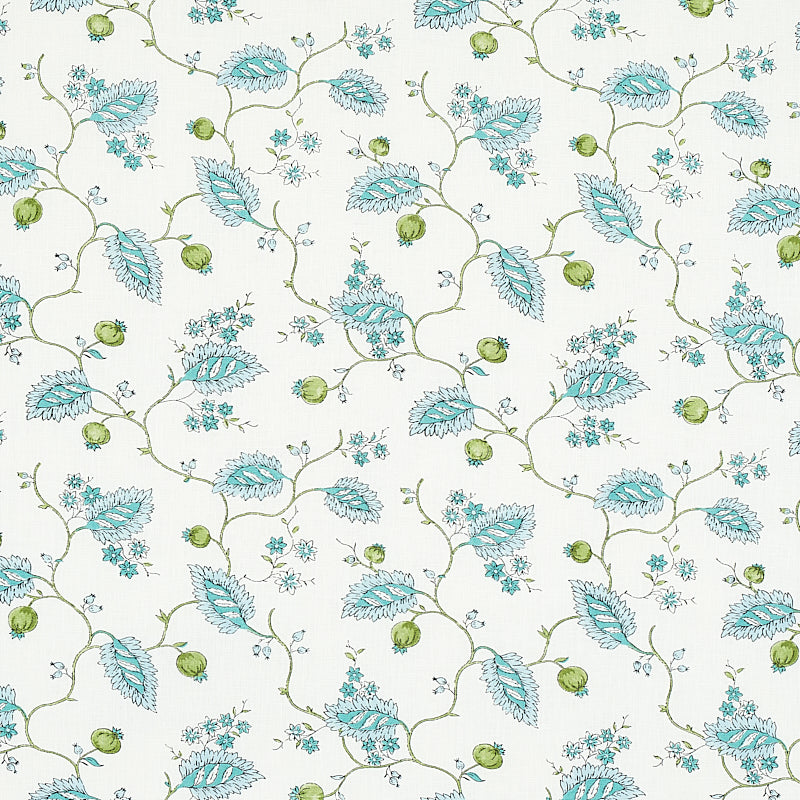Schumacher Maryam Vine Peacock Fabric - Eade's Wallpaper