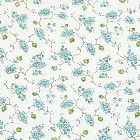 Schumacher Maryam Vine Peacock Fabric - Eade's Wallpaper