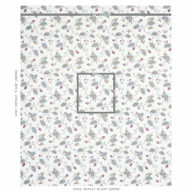 Schumacher Maryam Vine Sky & Plum Fabric - Eade's Wallpaper
