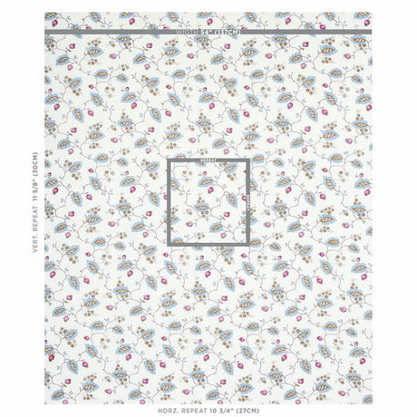 Schumacher Maryam Vine Sky & Plum Fabric - Eade's Wallpaper