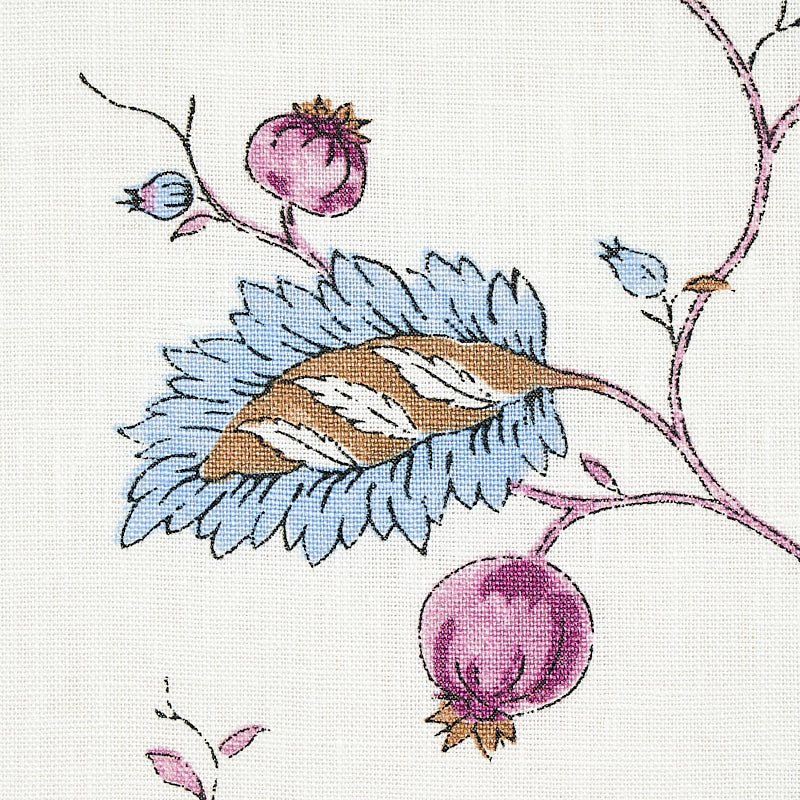Schumacher Maryam Vine Sky & Plum Fabric - Eade's Wallpaper