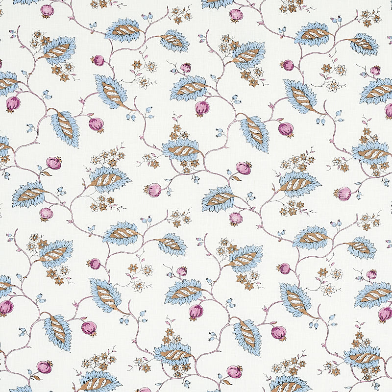 Schumacher Maryam Vine Sky & Plum Fabric - Eade's Wallpaper