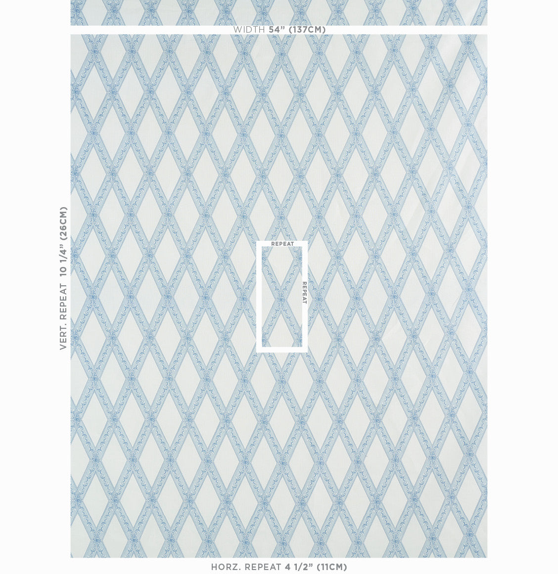 Schumacher Les Losanges Toile Sky Fabric - Eade's Wallpaper