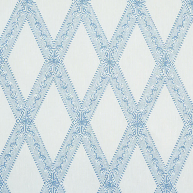 Schumacher Les Losanges Toile Sky Fabric - Eade's Wallpaper