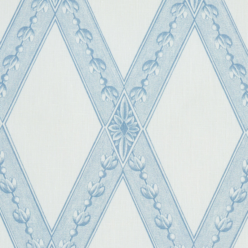Schumacher Les Losanges Toile Sky Fabric - Eade's Wallpaper