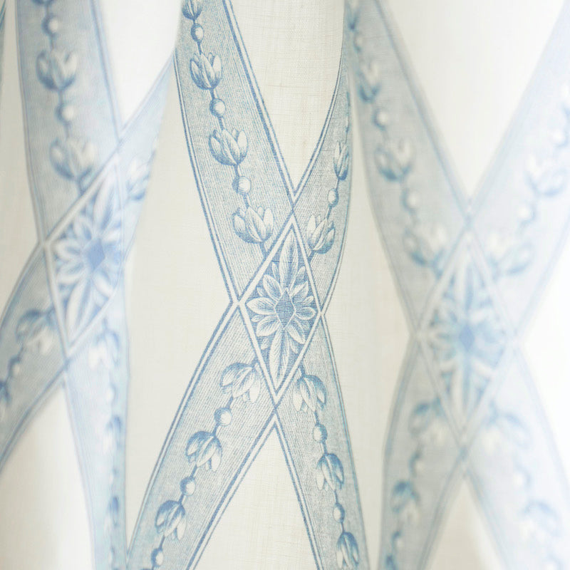 Schumacher Les Losanges Toile Sky Fabric - Eade's Wallpaper