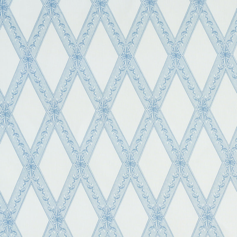 Schumacher Les Losanges Toile Sky Fabric - Eade's Wallpaper