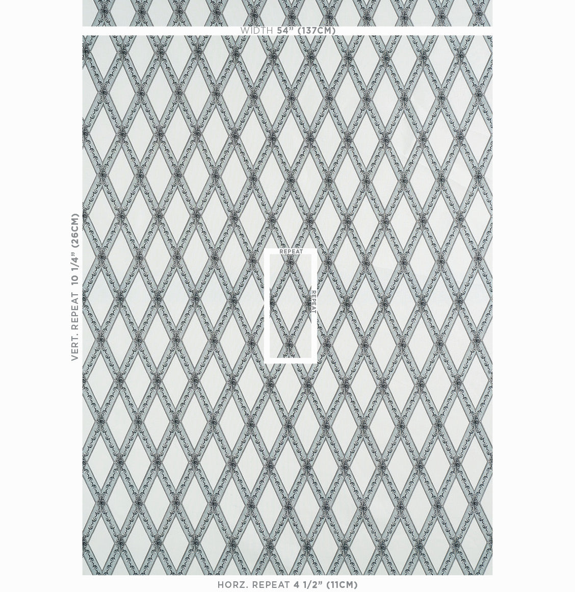 Schumacher Les Losanges Toile Carbon Fabric - Eade's Wallpaper