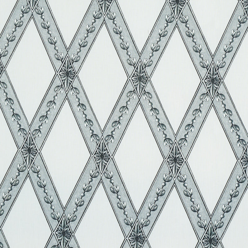 Schumacher Les Losanges Toile Carbon Fabric - Eade's Wallpaper