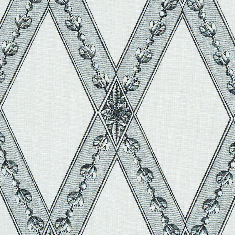 Schumacher Les Losanges Toile Carbon Fabric - Eade's Wallpaper