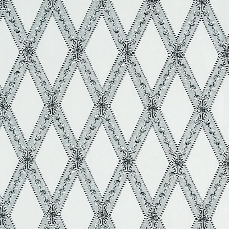 Schumacher Les Losanges Toile Carbon Fabric - Eade's Wallpaper