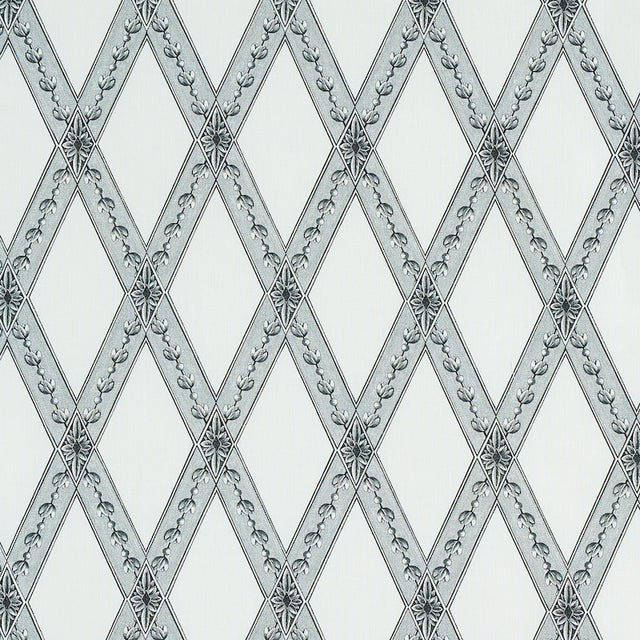 Schumacher Les Losanges Toile Carbon Fabric - Eade's Wallpaper