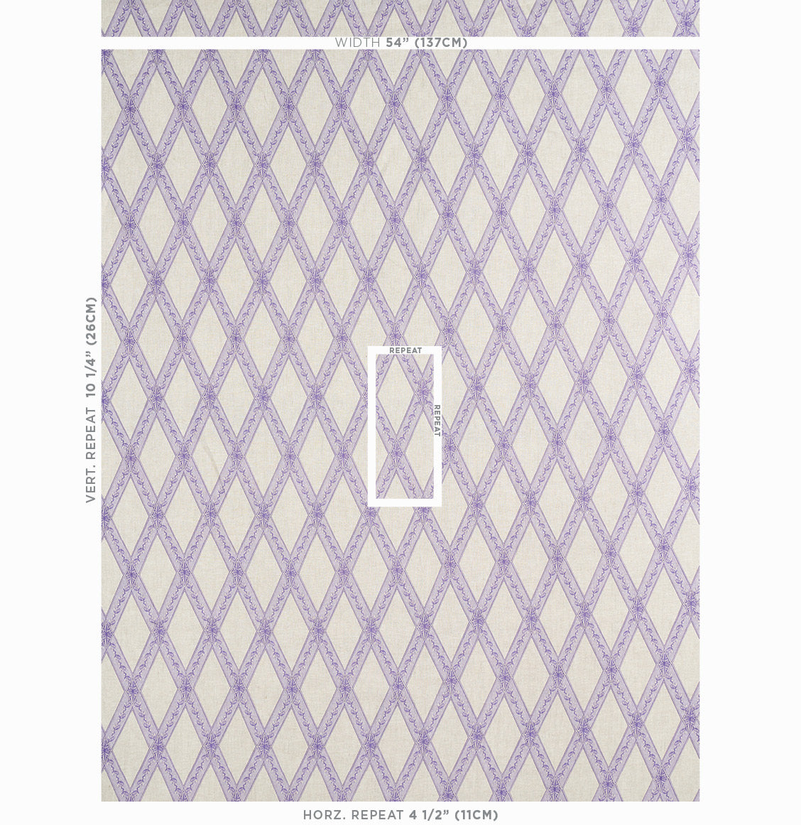 Schumacher Les Losanges Toile Iris Fabric - Eade's Wallpaper