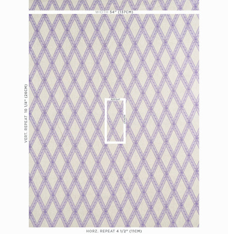Schumacher Les Losanges Toile Iris Fabric - Eade's Wallpaper