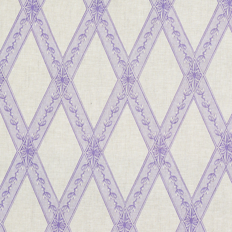 Schumacher Les Losanges Toile Iris Fabric - Eade's Wallpaper