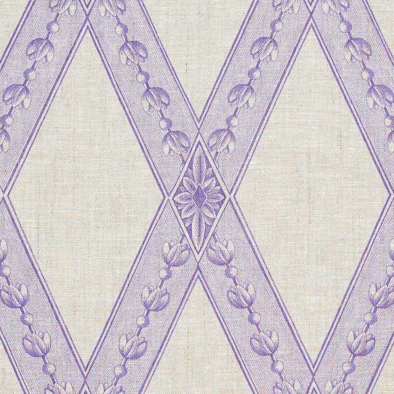Schumacher Les Losanges Toile Iris Fabric - Eade's Wallpaper