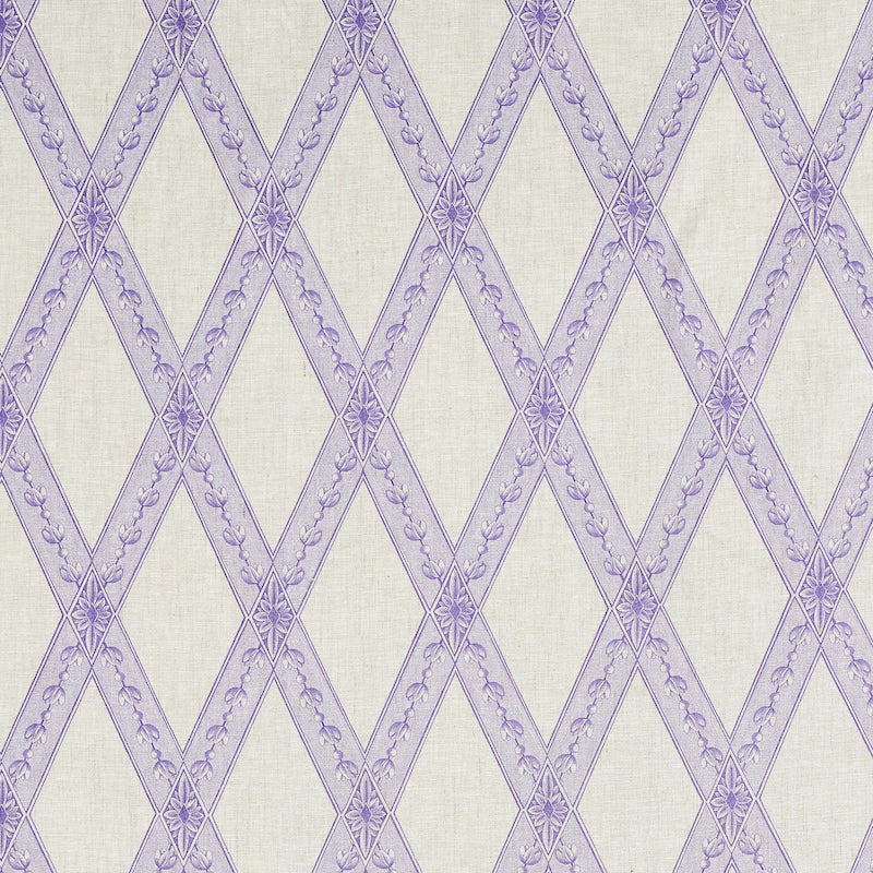 Schumacher Les Losanges Toile Iris Fabric - Eade's Wallpaper