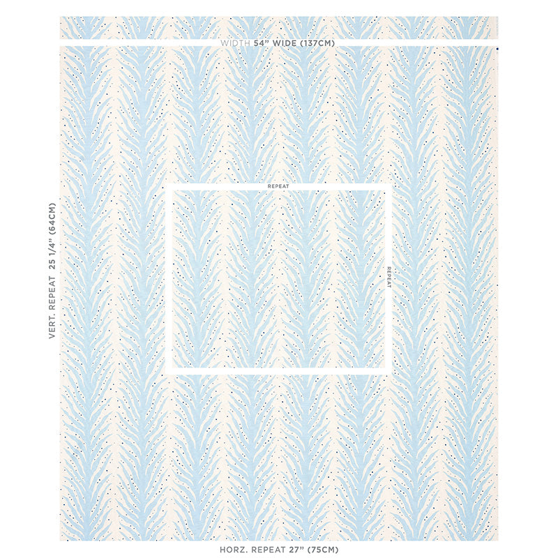 Schumacher Creeping Fern Print Slumber Blue Fabric
