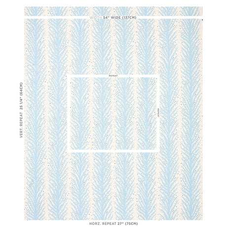 Schumacher Creeping Fern Print Slumber Blue Fabric