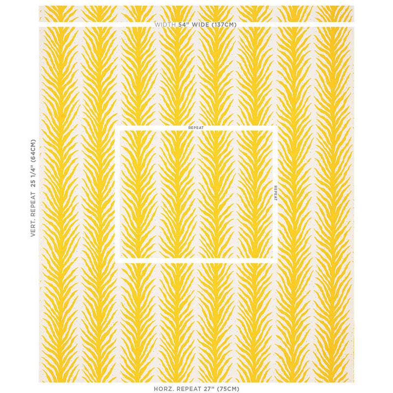 Schumacher Creeping Fern Print Lemonade Fabric