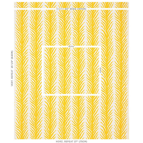 Schumacher Creeping Fern Print Lemonade Fabric