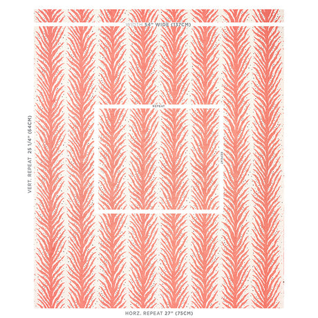 Schumacher Creeping Fern Print Coral Fabric