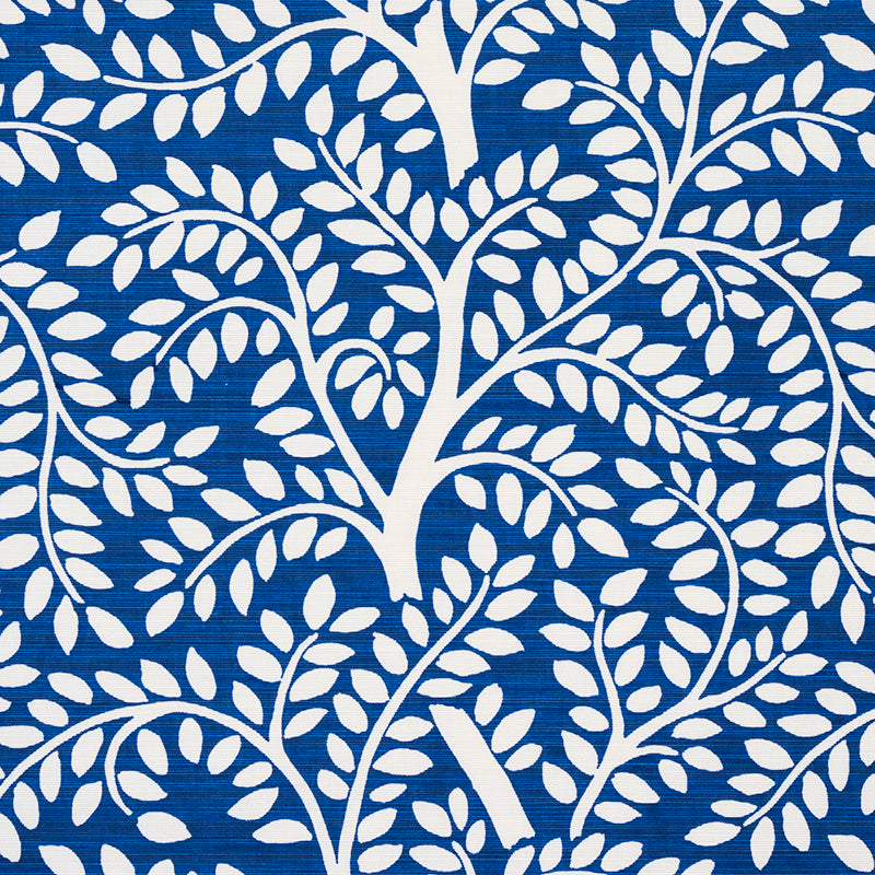 Schumacher Temple Garden Ii Blue Fabric - Eade's Wallpaper