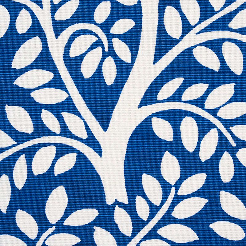 Schumacher Temple Garden Ii Blue Fabric - Eade's Wallpaper