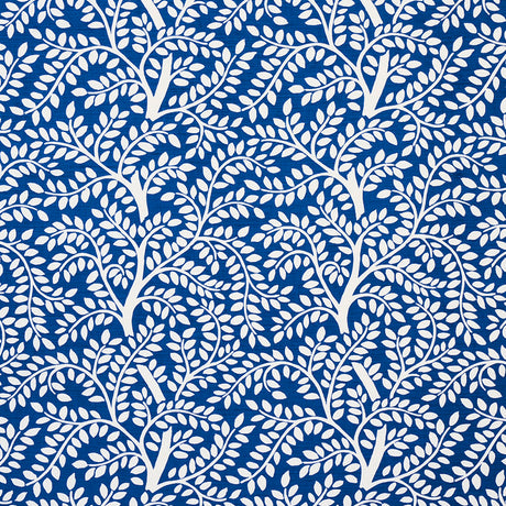Schumacher Temple Garden Ii Blue Fabric - Eade's Wallpaper