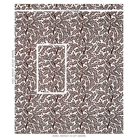 Schumacher Temple Garden Ii Brown Fabric - Eade's Wallpaper