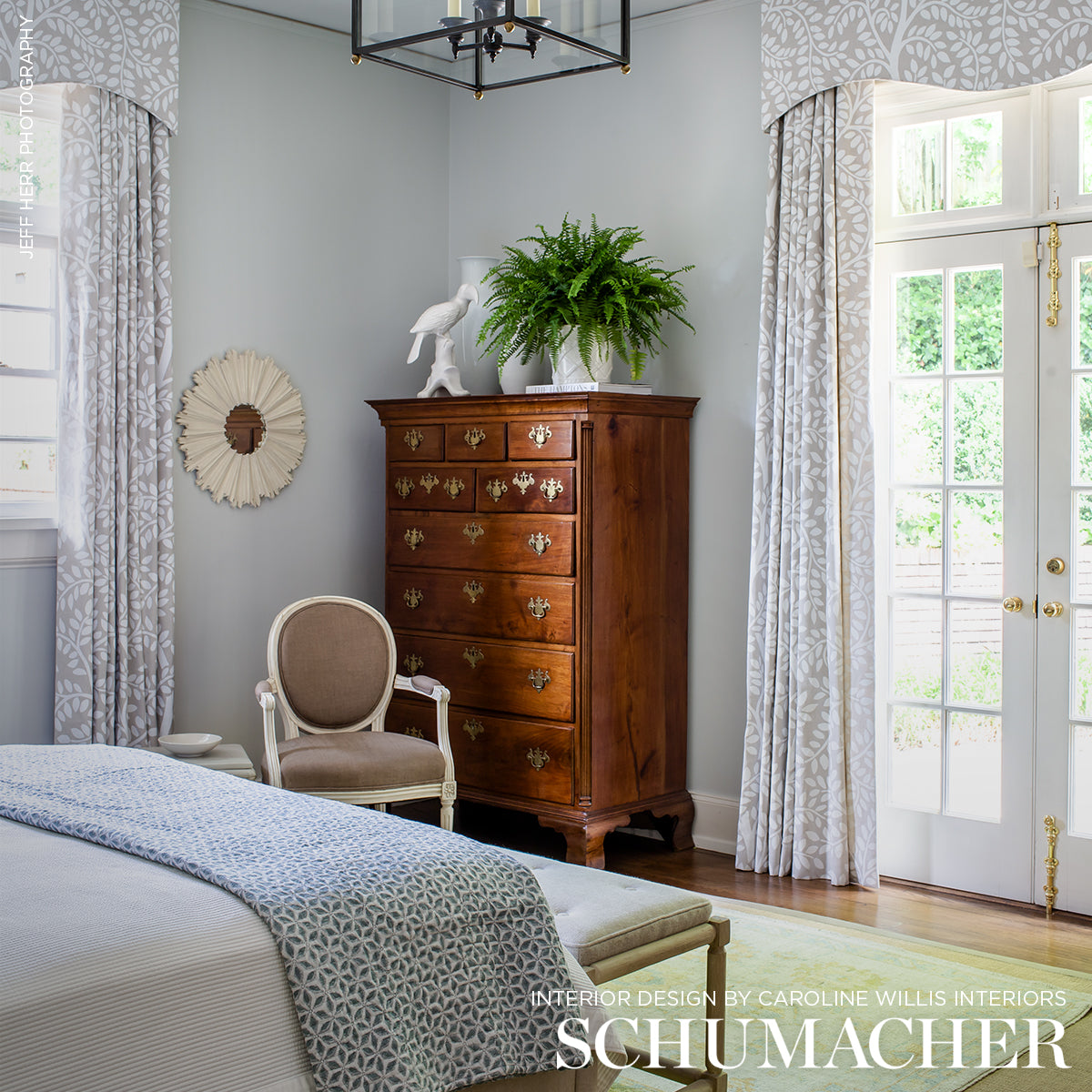 Schumacher Temple Garden Ii Ivory On Unbleached Fabric - Eade's Wallpaper