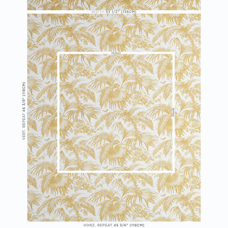 Schumacher Toile Tropique Gold Fabric - Eade's Wallpaper