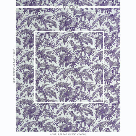 Schumacher Toile Tropique Purple Fabric - Eade's Wallpaper
