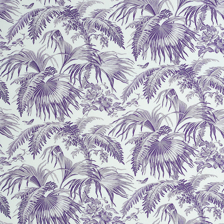 Schumacher Toile Tropique Purple Fabric - Eade's Wallpaper