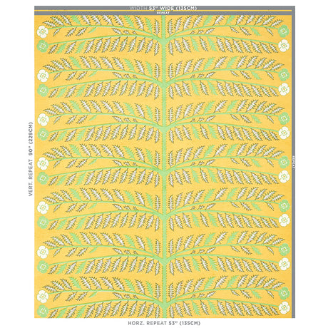Schumacher Thistle Mustard Fabric - Eade's Wallpaper
