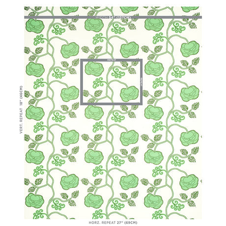 Schumacher Queen Fruit Chintz Jade Fabric - Eade's Wallpaper