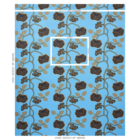Schumacher Queen Fruit Chintz Lapis Fabric - Eade's Wallpaper