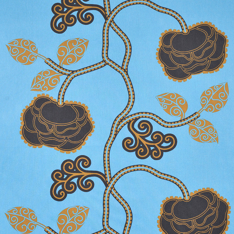 Schumacher Queen Fruit Chintz Lapis Fabric - Eade's Wallpaper