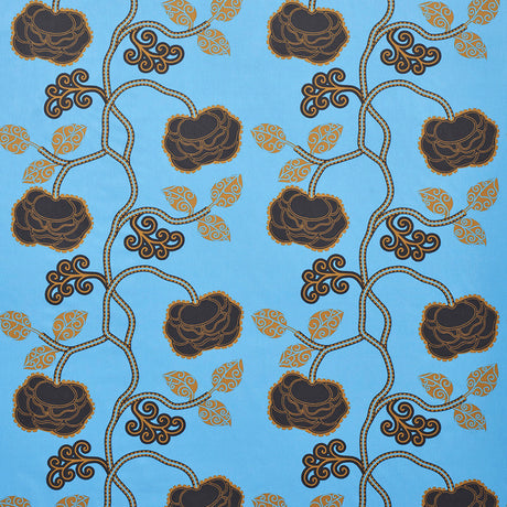 Schumacher Queen Fruit Chintz Lapis Fabric - Eade's Wallpaper