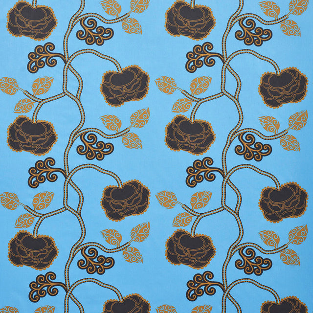 Schumacher Queen Fruit Chintz Lapis Fabric - Eade's Wallpaper