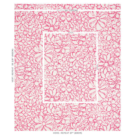 Schumacher Sidonie Magenta Fabric - Eade's Wallpaper