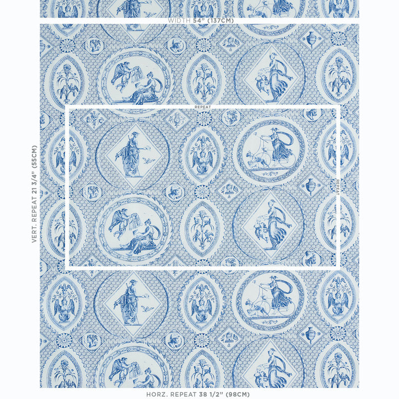 Schumacher Les Scenes Contemporaines Blue Fabric - Eade's Wallpaper