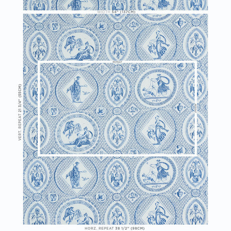 Schumacher Les Scenes Contemporaines Blue Fabric - Eade's Wallpaper
