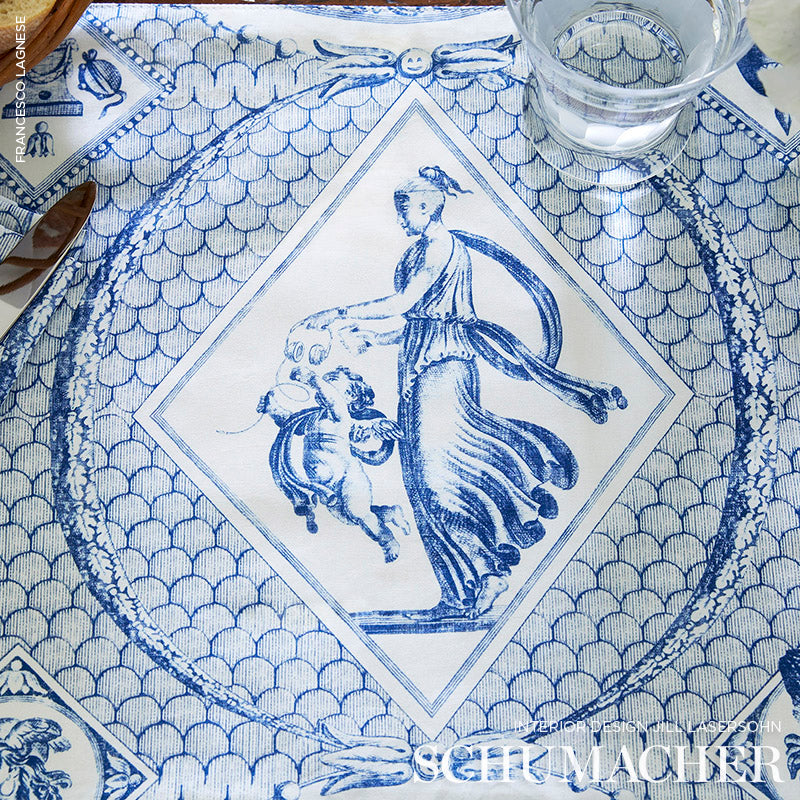 Schumacher Les Scenes Contemporaines Blue Fabric - Eade's Wallpaper