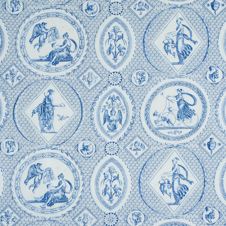 Schumacher Les Scenes Contemporaines Blue Fabric - Eade's Wallpaper