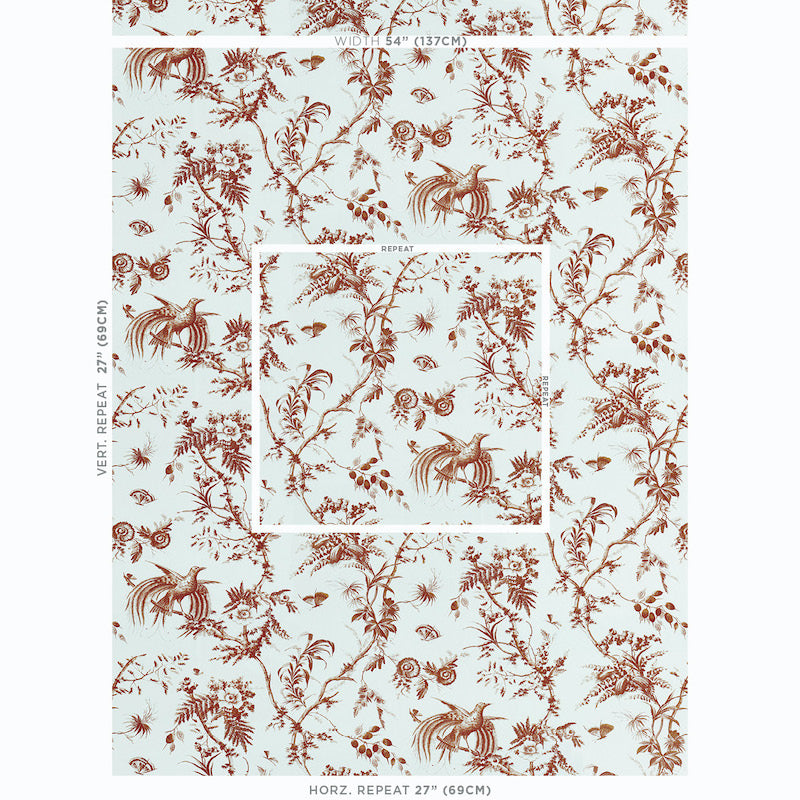 Schumacher Toile De La Prairie Brown Fabric - Eade's Wallpaper