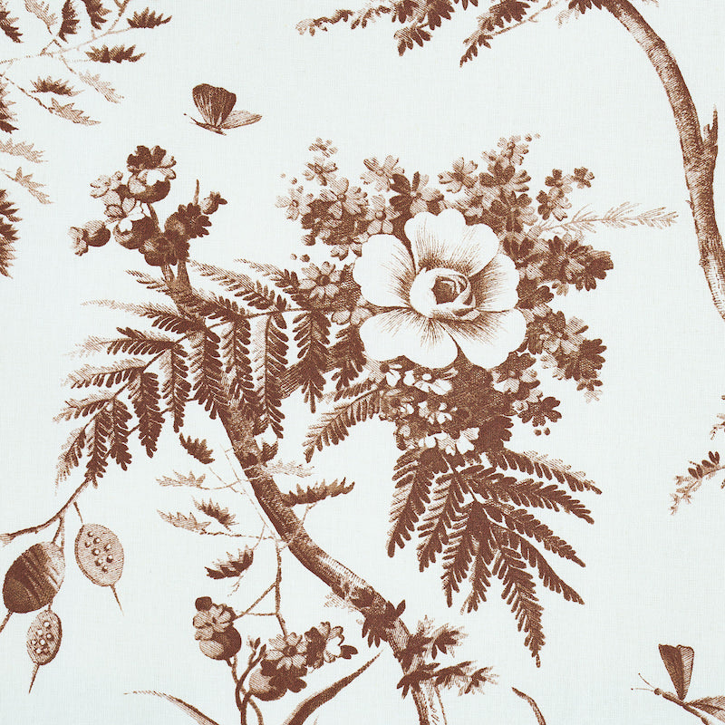 Schumacher Toile De La Prairie Brown Fabric - Eade's Wallpaper
